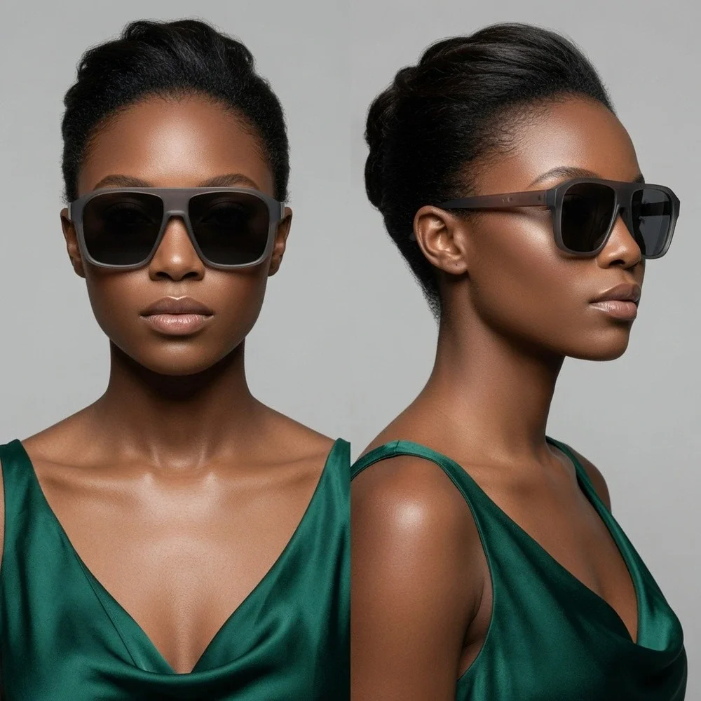 Womens Sunglasses Matte Translucent Grey Square Frame Fashion Designer Lentes